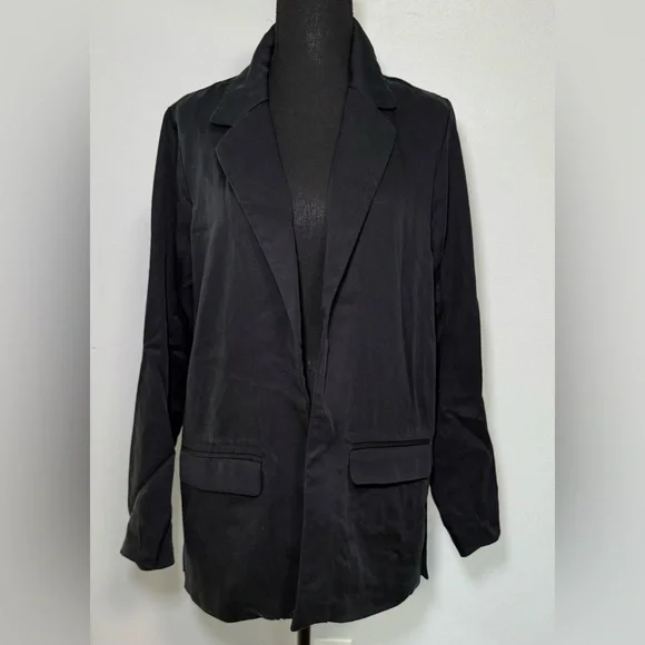 Abercrombie Fitch Black Long Sleeve Open Front Blazer Jacket Womens Size L - Picture 4 of 9